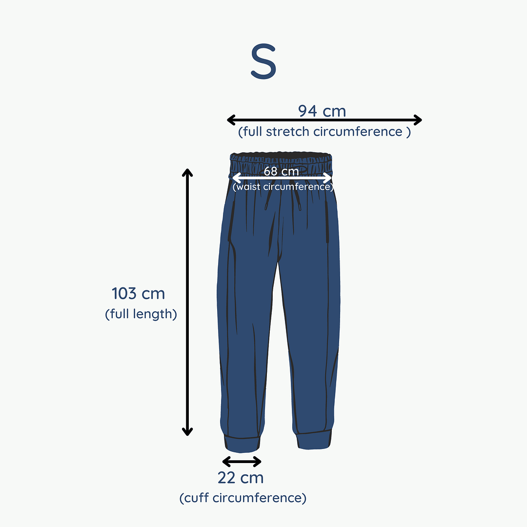 Scrubd Size Guide - S Pants
