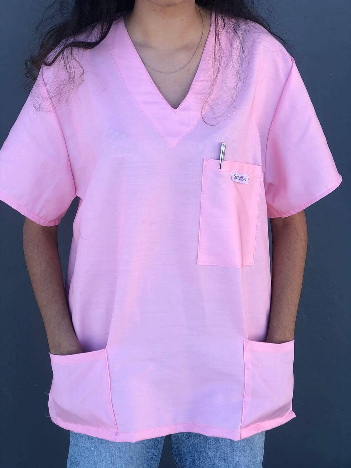 Medical scrubs for sale - Bubblegum Pink SIDE.jpeg ATTACHMENT DETAILS Medical scrubs for sale - Bubblegum Pink FRONT