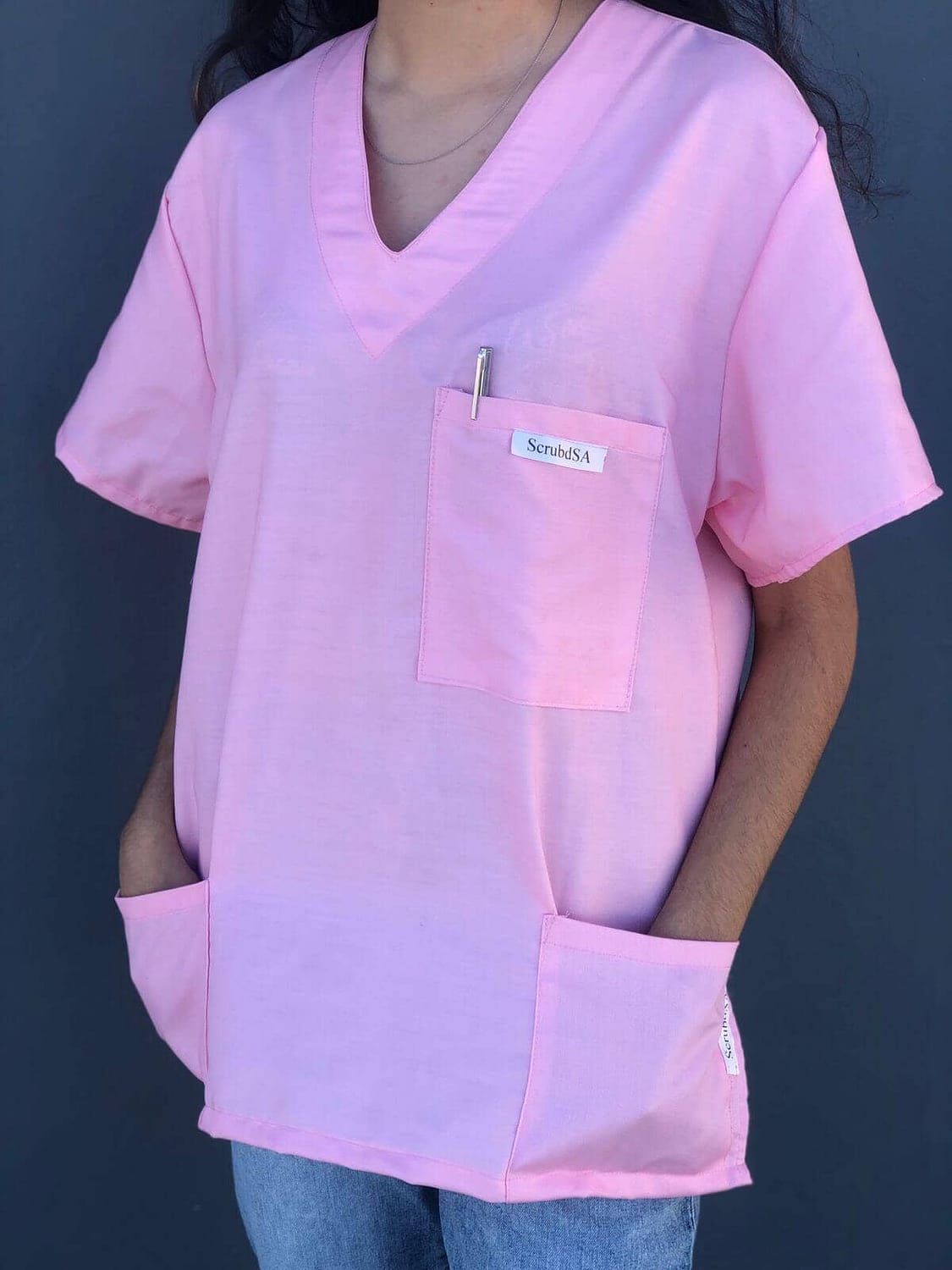 Medical scrubs for sale - Bubblegum Pink SIDE