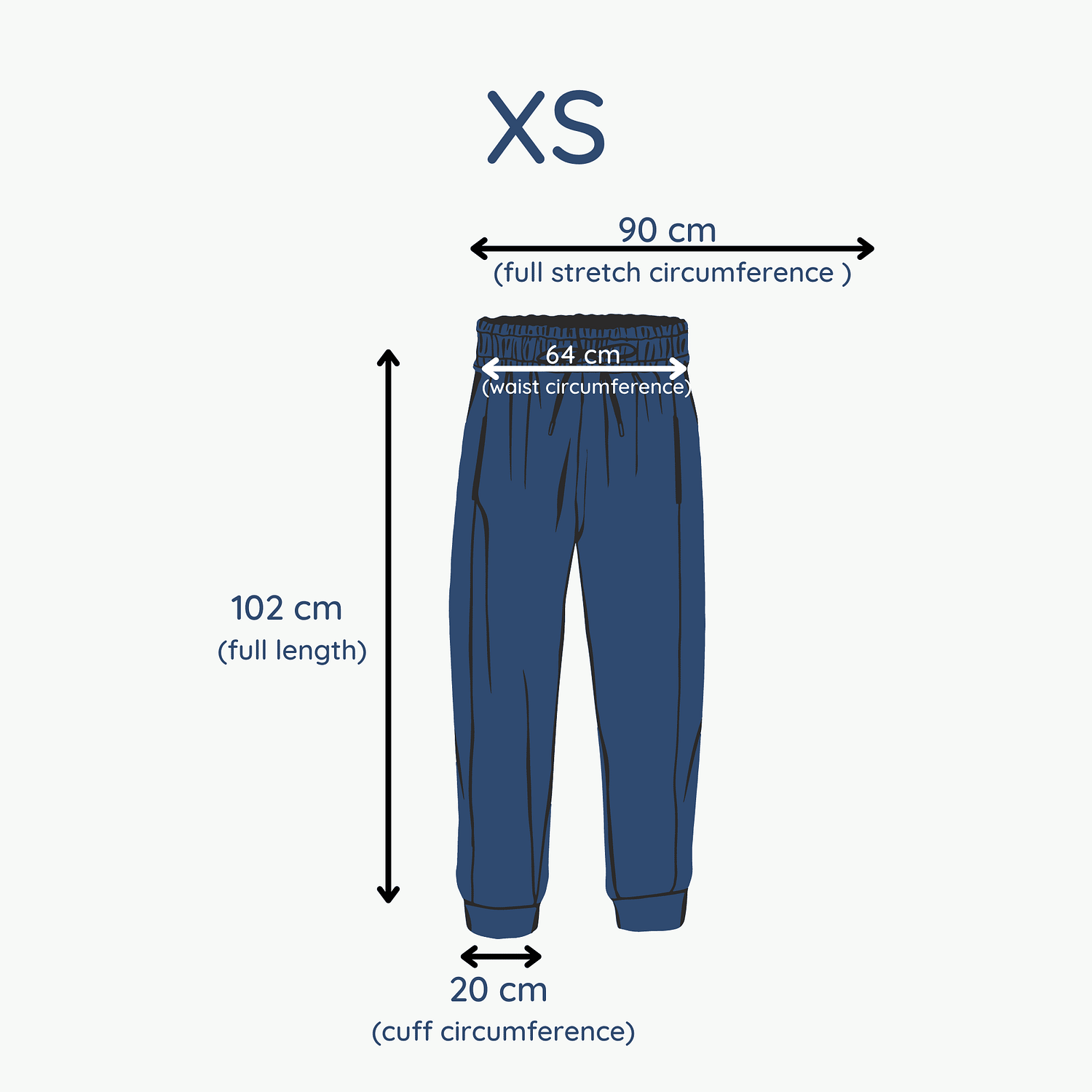 Scrubd Size Guide - XS Pants