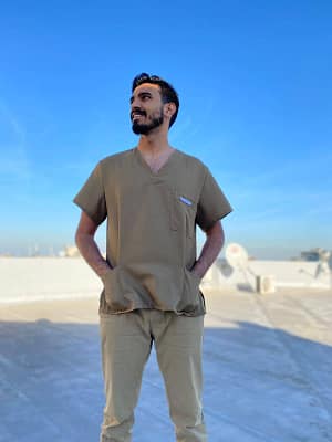 Affordable medical scrubs for sale - Khaki front