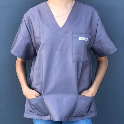 Medical scrubs for sale - Metallic Grey - FRONT